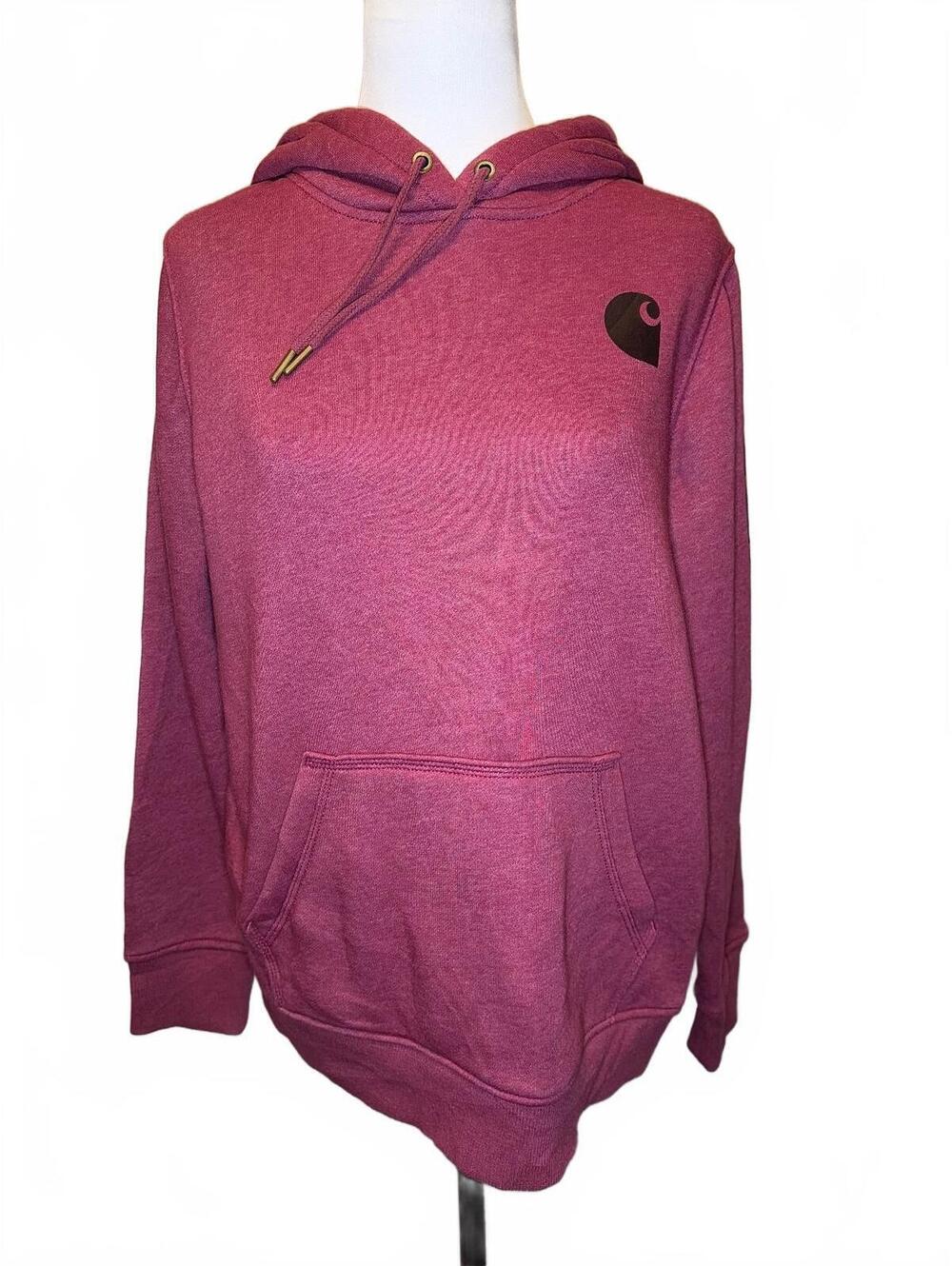 Carhartt 102791 TS0288-W M Beet Red Heather Clarksburg Logo Sleeve Hoodie Skater